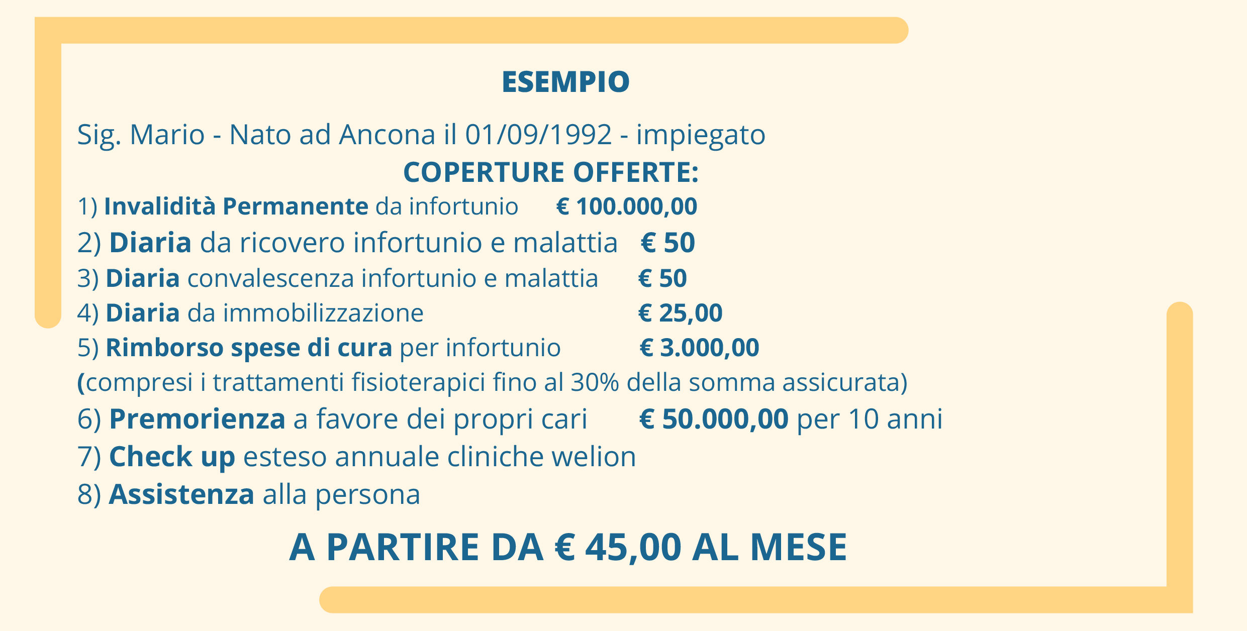 Tabella esempio costi pacchetto Walfare - Capogrossi Assicurazioni